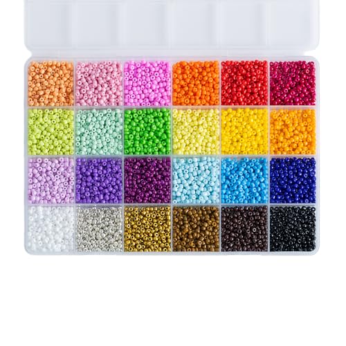 Rainbow Color 3mm Seed Beads, 5200Pcs Glass Seed Beads Kit with Storage Box for DIY Necklace Bracelet Crafts - color: Rainbow