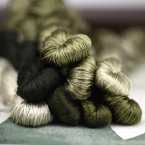 Natural 100% Silk Thread, Handmade Embroidery Thread Silk Floss 8 Colors 110m Each (61) - color: 61