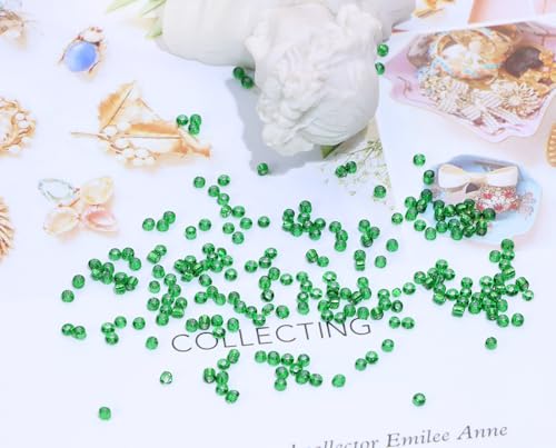 Round Glass Beads Penta Angel 2200Pcs 2mm Mini Craft Loose Spacer Pony Beads for Earring Bracelets Necklace Waist Beads Jewelry Making(Green) - color: Green