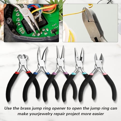 Bent Nose Pliers，Bent Chain-Nose for Crafting and Repair,Chain Jewelry,Jewelry Pliers Jewelry Making Tools for Crafts Matte Handle - color: Bent Nose Pliers-dark Blue