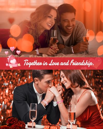 Goldwise Valentine's Day Friendship Bracelet Kit, Pink Beads, Jewelry Making Kit with Pink Clay Beads, Letter Beads and Charms, GIFS for Fans, Couples and Best Friends - size: Valentine's Day