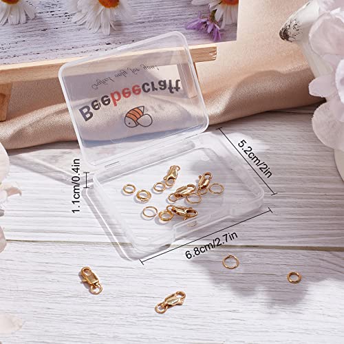 Beebeecraft 6Pcs 18K Gold Plated Jewelry Lobster Clasp 0.6x0.24Inch with 12Pcs 6/7mm Open Jump Rings for Bracelets Necklace Jewelry Making Connector - color: Gold