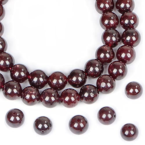 AD Beads Natural Gemstone Round Loose Beads 15" for Bracelet Necklace Earrings Jwelery Making Crafts DIY (4mm, Dark Red Garnet) - color: Dark Red Garnet, size: 4mm
