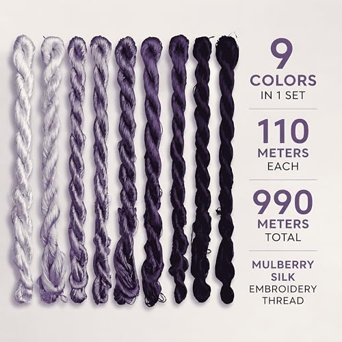 Natural 100% Silk Thread, Handmade Embroidery Thread Silk Floss 9 Colors 110m Each (74) - color: 74
