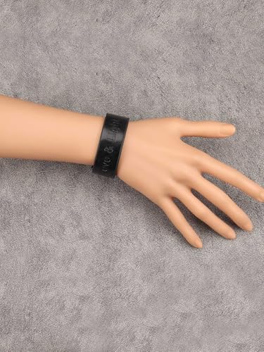 GelConnie Leather Cuff Bracelet Punk Braided Bracelets Rock Leather Wristbands Faux Mens Leather Bracelet Gothic Viking Bangle Adjustable Wrap Bracelet for Women,Men - color: Love Engraved Leather Bracelet