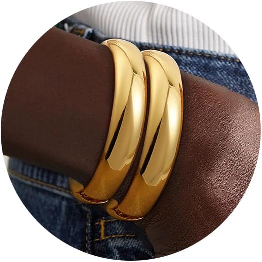2Pcs Bangle Bracelets for Women Gold Arm Cuff 14k Gold Plated Chunky Gold Bangle Set Hinged Cuff Bracelets Trendy Arm Cuff Jewelry for Women