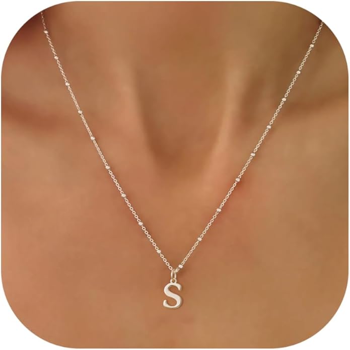 Valentines Gifts for Her Women - Initial Necklaces for Women Dainty 14k Gold Plated A-Z Letter Pendant Name Necklaces Cute Charm Choker Fashion Accessories Non Tarnish Trendy Jewelry Gift