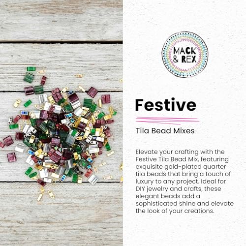 Mack and Rex Tila Bead Mixes (Festive) – Full Size Tila, Half, and Quarter – Includes Beautiful Gold-Plated Quarter Tila Beads - qtl0191, qtl191, qtl-191 – Ideal for Jewelry Making - color: Festive, size: 10 Gram Bag