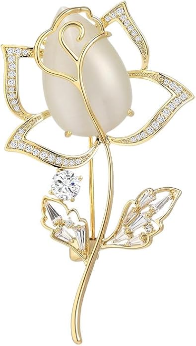 Rhinestone Flower Brooch Austrian Crystal Flower Pin 18k Gold Plated Floral Brooch Lapel Pin Jewelry Mother's Day Birthday Gifts for Mom Wife