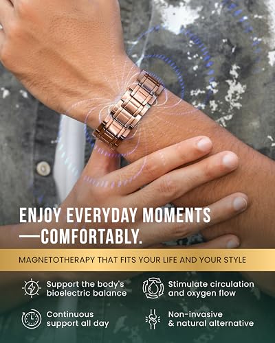 MagnetRX® 3X Strength Copper Bracelet – 99.9% Pure Copper Bracelets for Men with Magnets – Premium Fold–Over Clasp and Adjustable Length with Included Sizing Tool (Stealth) - color: 3X Stealth