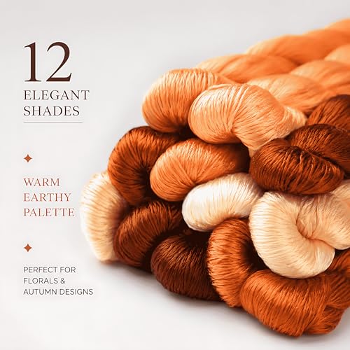 Natural 100% Silk Thread, Handmade Embroidery Thread Silk Floss 12 Colors 110m Each (76) - color: 76
