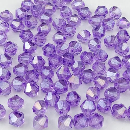 500pcs 4mm Bicone Crystal Glass Beads Faceted Bicone Crystal Beads Bulk Glass Spacer Beads for Bracelets Necklace Pendants Earrings DIY Jewelry Craft Making(Crystal Purple AB) - color: Crystal Purple AB, size: 4mm