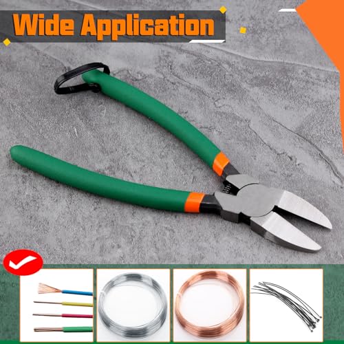 SPEEDWOX Flush Cut Pliers Side Cutting Pliers with Longer Flush Cutting Edge Flush Cutter Wire Cutter for Crafts Flush Cut Trimmers Craft Cutter Model Tools Flush Cut Snips Plastic Pliers Hand Tools - size: 8"