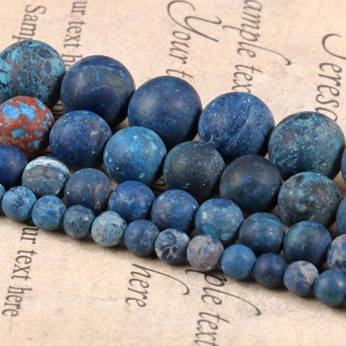 36pcs Natural Matte American Turquoise Gemstone Beads，10mm Frosted Round Loose Stone Beads for Jewelry Making Earring Bracelet Necklace DIY Crafts - color: American Turquoise, size: 10mm