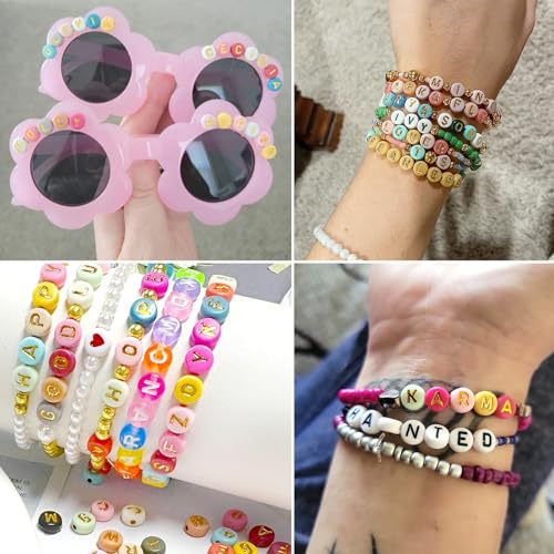 200PCS Round Letter Beads,4x7mm Colorful Acrylic Alphabet Q Beads Letter Q Beads with Letters for Bracelet Making Necklace Keychain Jewelry DIY (Letter Q) - color: Letter Q