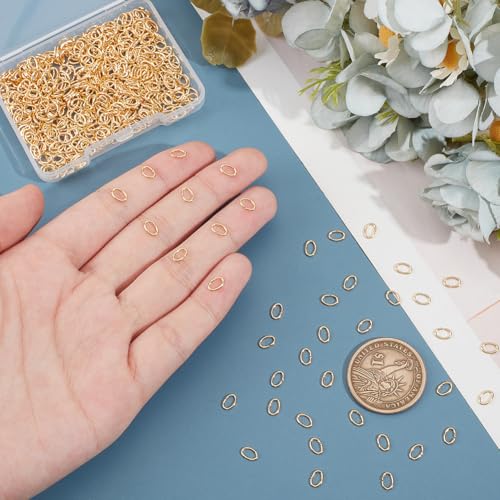 UNICRAFTALE 500Pcs 18K Gold Plated Oval Jump Rings 304 Stainless Steel 6mm Long Golden Rings for Jewelry Making DIY Craft Earring Bracelet Pendant Choker - size: 4mm
