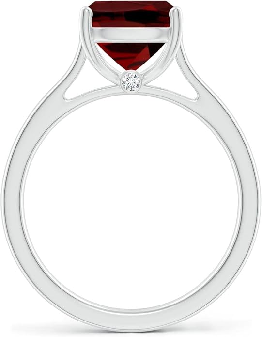 Angara Cushion Garnet Solitaire Ring in Sterling Silver/14K Solid Gold/Platinum | Natural Garnet Solitaire Ring for Women | January Birthday, Anniversary, Gemstone Jewelry Gift