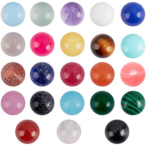 SUPERFINDINGS 46Pcs Natural Gemstoness Cabochons 6mm Half Round Cabochon Beads Stones 23 Color Flatback Quartz Crystal Cabochons for Bracelet Necklace Jewelry Making - size: 6mm