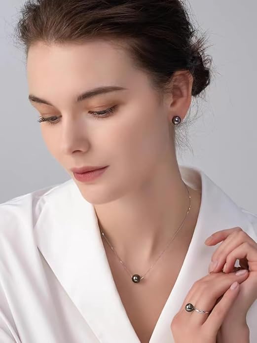 Gifts for Wife Anniversary 18K Gold Pearl Stud Earrings for Women- Genuine Handpicked Nature Tahitian Black Pearls Earring- Birthday Christmas Mothers Day Valentine's Jewelry Gifts