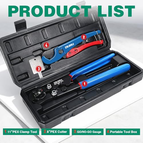 2 IN 1 Ratchet Pex Crimping Tool Pliers Cinch and Remove Combo Function Professional Pex Crimper Long Handle Pex Pinch Tool Pex Pipe Crimp Tool for 3/8" to 1" Stainless Steel Clamps in Plastic Box - style: 2pcs Pex Tool with Box