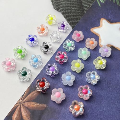150Pcs Acrylic Flower Beads Candy Color Transparent Plastic Pastel Spacer Beads with Hole for DIY Crafts Wind Chimes Suncatcher Necklaces Bracelets Earrings Jewelry Making(Grass Green) - color: Grass Green