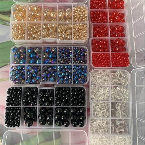 476PCS Round Crystal Glass Beads for Jewelry Making(Champagne Golden), Glass Spacer Loose Beads for Crafts Bracelets Necklaces Charms Pendants 4/6/8/10/12mm - color: Round Glass Beads: Champagne Golden