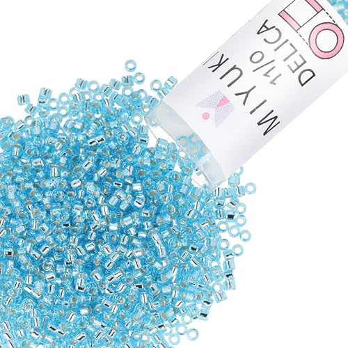 Miyuki Delica Seed Beads – Size 11/0 (1.6 mm), DB1209, Silver Lined Ocean Blue, 7.2 g, Approx. 1440 Beads, Made in Japan - color: DB1209 - Silver Lined Ocean Blue