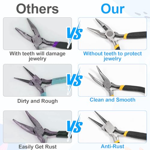 11PCS Jewelry Pliers Set, Long Nose, Diagonal, End Cutting, Bent Nose, Combination, Flat Nose, Needle Nose & Round Nose, Tweezers and Storage Bag, Jewellery DIY Making and Repairing Supplies