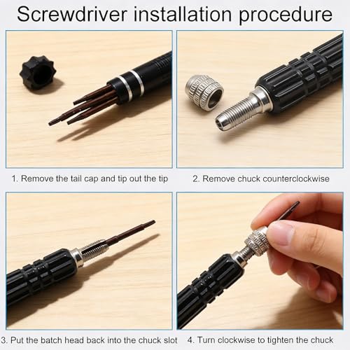 5-in-1 Multifunctional Small Screwdriver, Precision Set with 5 Micro Bits, Mini Repair Magnetic Screwdriver Kit for Eyeglass Sunglasses Electronics Cellphone Jewelry, Black - color: Black