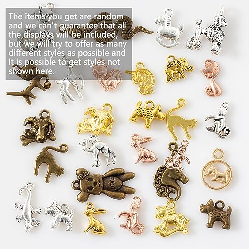 stino 100g Metal Pendant Charms for Jewelry Making, Bulk Silver & Gold Plated Charms for Braclet Necklace Crafts, Animal Plant Flower Pet and so on - color: Terricole Bronze Glod