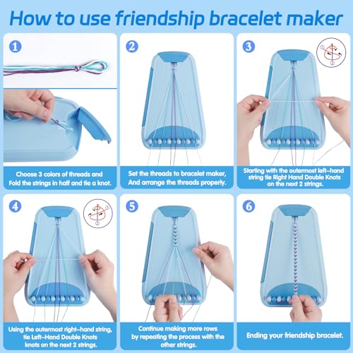 Friendship Bracelet Making Kit for Girls Ages 8-12, Kids Jewelry Making Kit with 28 Pre-Cut Threads and Letter Beads, Arts and Crafts for Kids, Birthday Easter Gifts for 6 7 8 9 10 11 12 Year Old - color: Light Blue