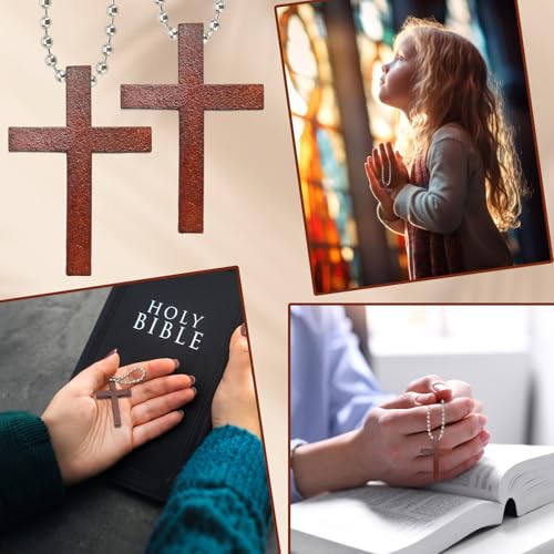 80 Pcs Mini Wooden Cross Fidgets Bulk, Small Christian Gifts for Women Kids Wood Pocket Crosses Charms for Religious Easter Eggs Fillers Church Praying Bible Stuff Anxiety Relief Crafts Keychains