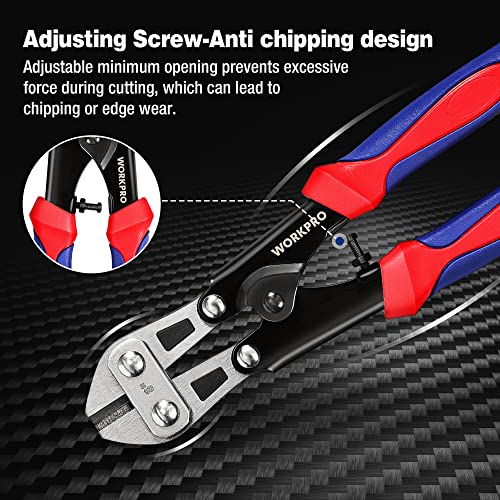 WORKPRO Mini Bolt Cutter 8-inch, Spring Loaded Small Heavy Duty Wire Cable Cutter, Snips Clippers with Soft Anti-Slip Handle - size: 8-inch/210mm, style: Bolt Cutter
