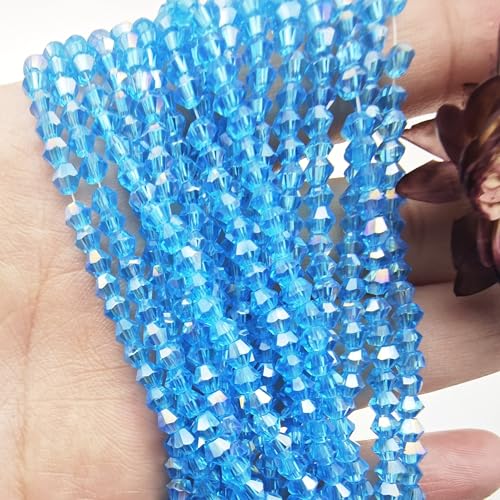 3mm4mm 1100pcs 800pcs Bicone Beads Crystal Glass Faceted Beads for Necklace Bracelet Earrings DIY Jewelry Crafts Making Project (3mm Lake BlueAB) - color: 3mm Lake BlueAB