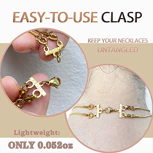 Dailyacc Lucky Necklace Layering Clasp 18K Gold and Silver Multi Strand Clasps for Stackable Necklaces - color: 1Pcs Gold 2 Clasp