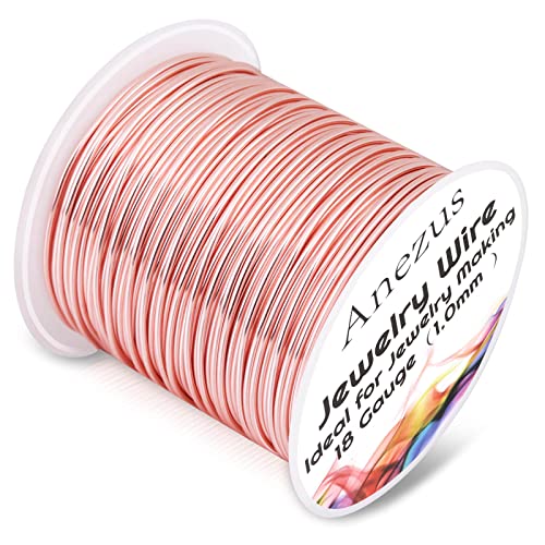 18 Gauge Jewelry Wire for Jewelry Making, Anezus Rose Gold Craft Wire Tarnish Resistant Copper Beading Wire for Jewelry Making Supplies and Crafting (Rose Gold) - color: Rose Gold