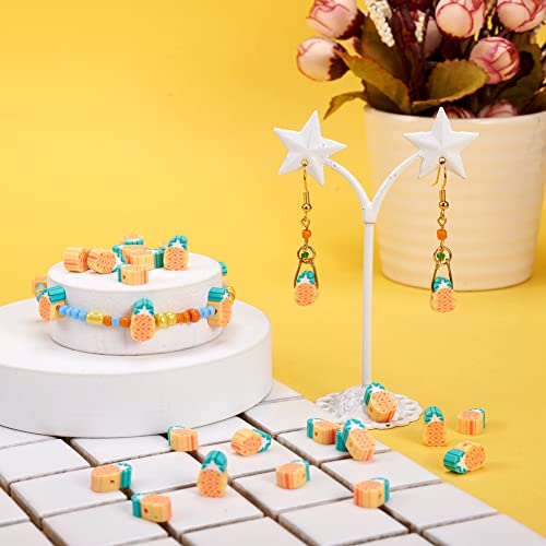 50PCS Handmade Polymer Clay Beads Pineapple Slice Shape Loose Beads Fruit Theme Spacer Beads for DIY Bracelet Necklace Earring Charm Jewelry Making Hole 1.6mm - color: Pineapple