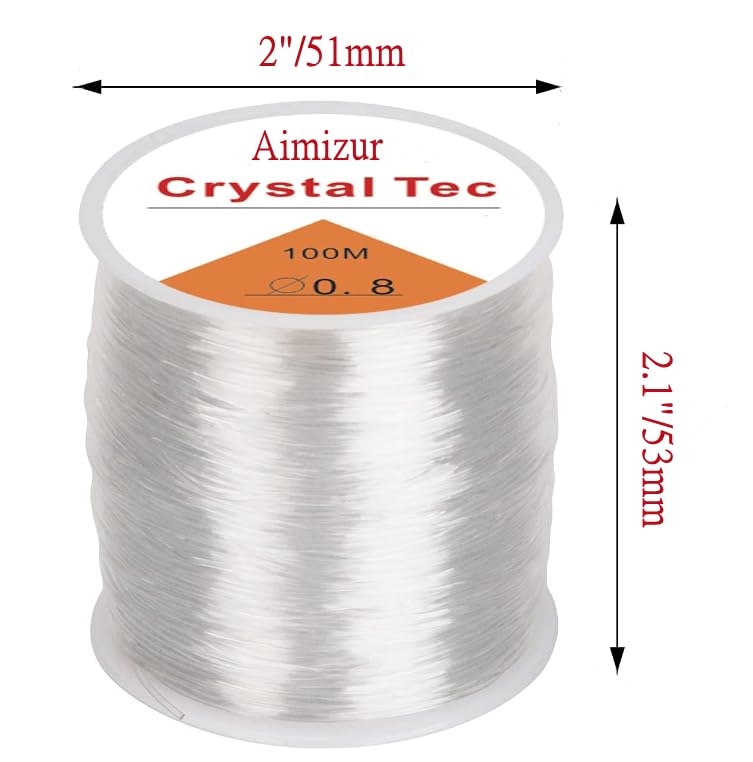 328ft 1mm Clear Bead Cord Bracelet Beading Thread Crystal Elastic Stretch Thread for Bracelets Beads Jewelry Making (0.8mm)