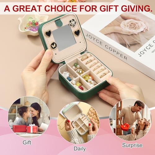 PATIKIL Travel Jewelry Case,E Initial Small Travel Jewelry Box Organizer Rings Earrings Storage Case Personalized Gifts for Women Girls Birthday Christmas Bridesmaid Gifts,Dark Green - style: E