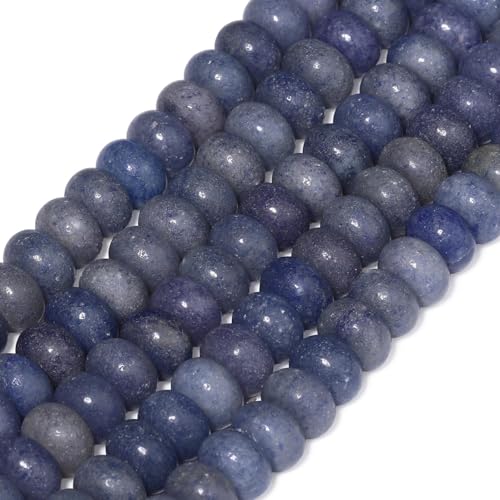 Songxi 5x8mm Natural Blue Aventurine Stone Rondelle Beads, 75PCS Spacer Round Loose Abacus Beads for Jewelry Making, Gemstone for Bracelet Necklace Earrings, Arts and Crafts - color: Blue Aventurine
