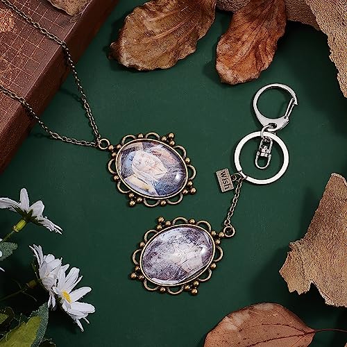 PH PandaHall 5pcs Pendant Tray Oval Charms Cabochon Bezel and 5pcs 40x30mm Glass Cabochon Dome Tiles Clear Cameo Memorial Photo Pendant for Bouquet Wedding Brides Graduation Charm - color: Antique Bronze Oval - 5 Sets