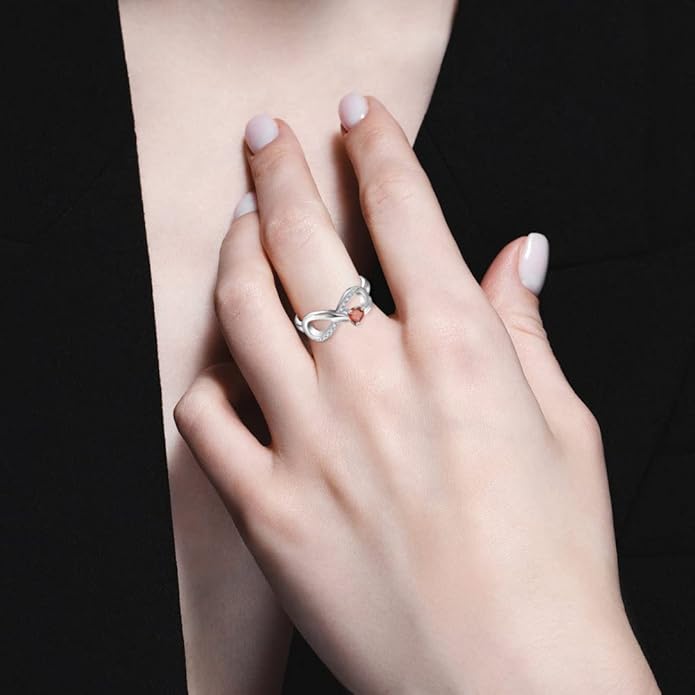 STARCHENIE Infinity Promise Ring 925 Sterling Silver Angel Wings Heart Ring for Women Size 5-10