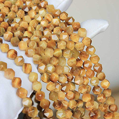 MJDCB Best Sellers Natural Stone Beads Faceted Polygon Golden Tiger Eye Crystal Energy Stone Healing Power for Jewelry Making(8mm) - color: Golden Tiger Eye