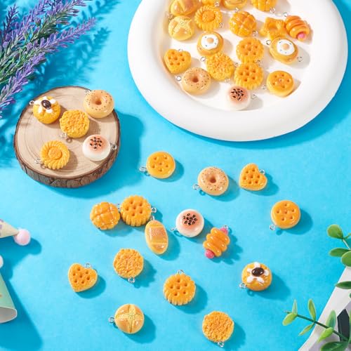 Craftdady Resin Plastic Miniature Food Snack Pendants Charms Ice Drink Juice Pendants Cute Bottle Fruit Keychain Charms Hang Ornament for DIY Craft Earring Bracelet Necklace Jewelry Making - color: Yellow Bread