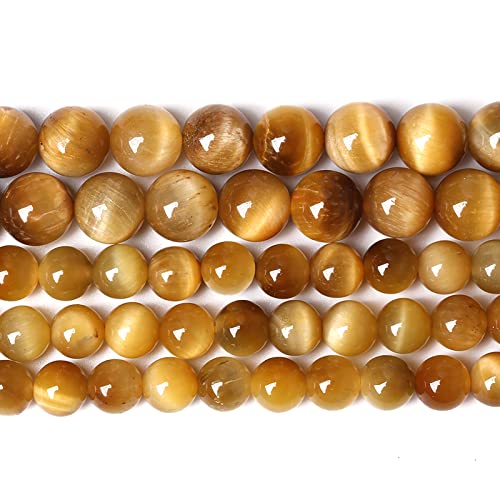 4mm 90pcs Natural Gemstone Gold Tiger Eye Beads Round Spacer Loose Beads for Jewelry Making DIY Bracelet Necklace 15" Inch (Gold Tiger Eye Stone, 4mm) - color: Gold Tiger Eye Stone, size: 4mm