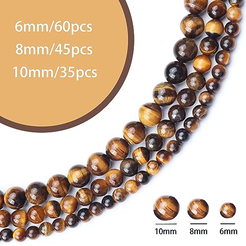 35pcs 10mm Natural Yellow Tiger Eye Gemstone Beads Energy Healing Crystal Round Loose Stone Beads for Jewelry Making, DIY Bracelets Necklaces - color: Yellow Tiger Eye, size: 10mm