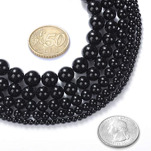 4mm Natural Black Onyx Gemstone Round Loose Beads Crystal Stone Bracelet Necklace Accessories Crafts for Jewelry Making DIY,1 Strand 15" - color: Black onyx, size: 4MM