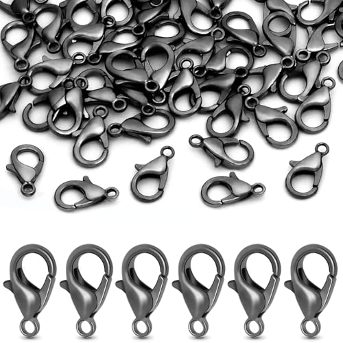 CooBigo 120pcs 16mm Lobster Clasps, Small Metal Alloy Lobster Claw Clasps for Necklace Bracelets Clip, Keychain Ring, Jewelry Making Accessories (Black) - color: 16mm Lobster Clasps Black