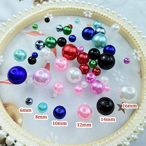 Pinhoollgo 800pcs Pearl Beads 6mm Round Pearl Beads with Hole for DIY Bracelet Necklace Jewelry Making Supplies Handmade Craft(Pink) - color: Pink, size: 6mm/800pcs