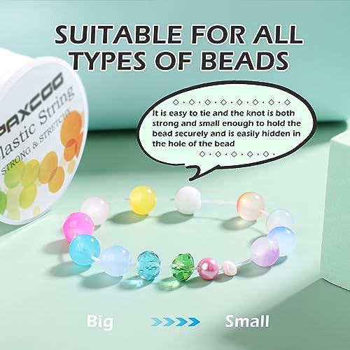 PAXCOO 4 Rolls Elastic String for Bracelets, Stretch Magic Elastic String Bead Cord Jewelry Thread for Bracelet, Necklaces, Clay Beads, Pony Beads (White) - size: 4 Pack